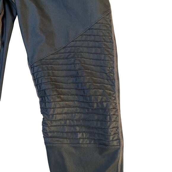 GapFit Womens Black Moto Leggings With Rouching Knees Size L - Picture 3 of 11